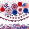 30PCS 4th of July Patriotic Decorations Set - Red White Blue Paper